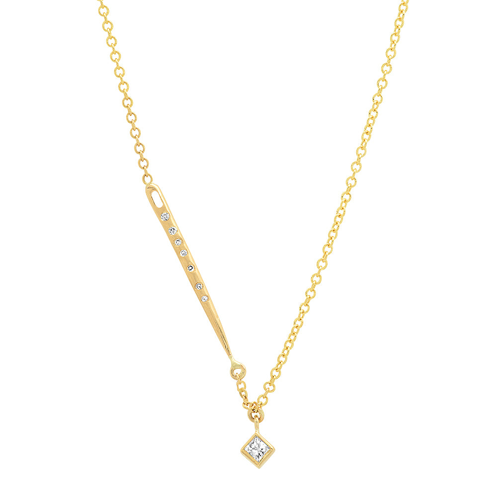 Diamond Golden Needle Single Stitch Necklace
