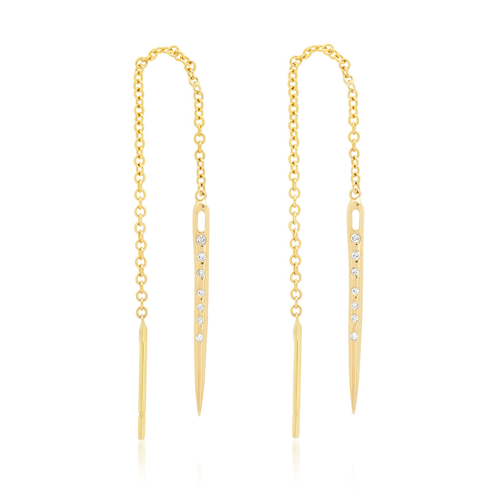 Golden Needle Threader Earrings