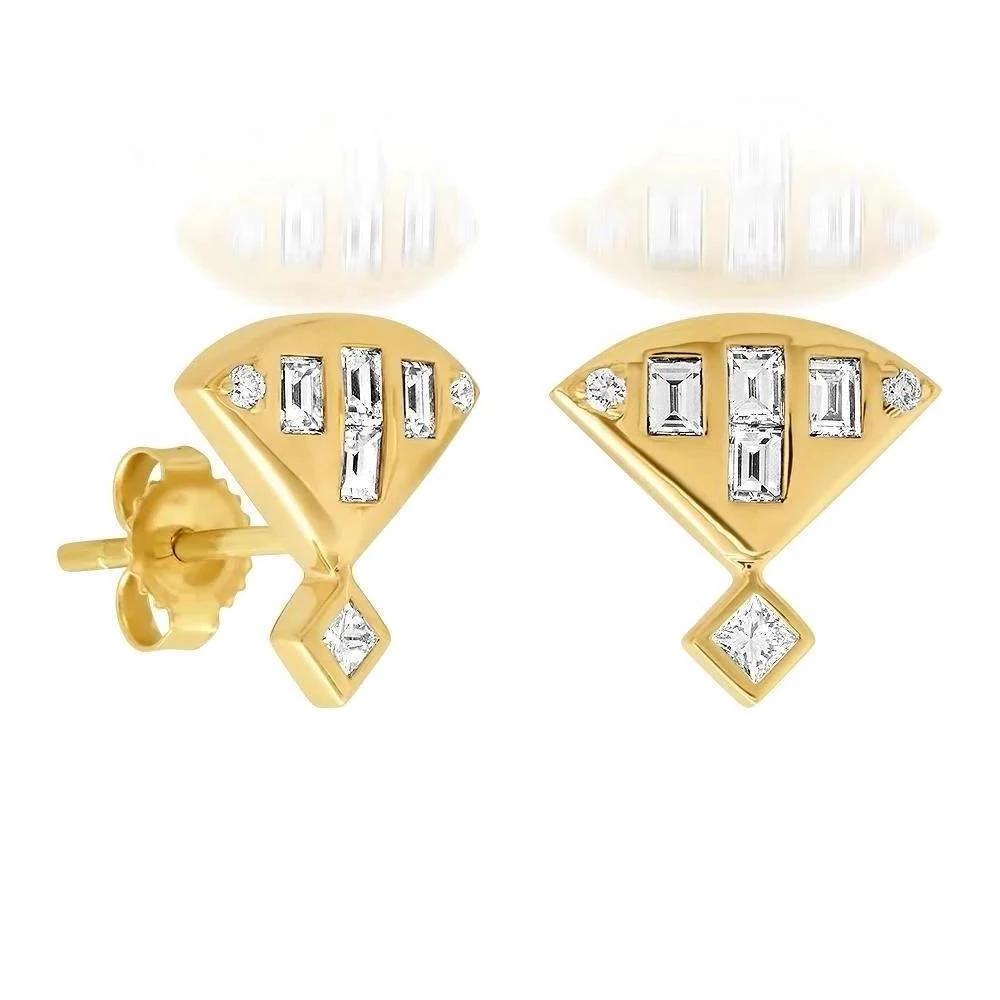 18k Gold Diamond Parachute Earrings