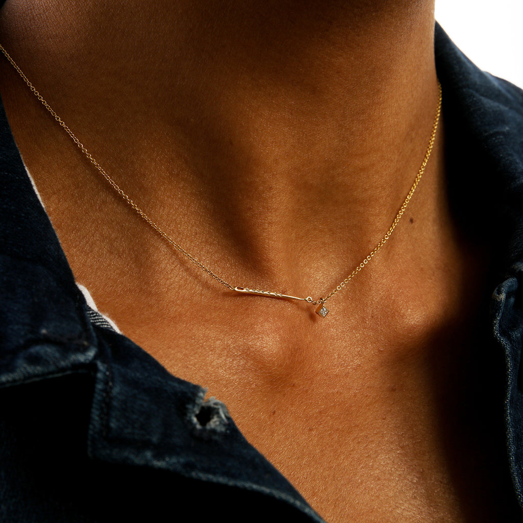 Diamond Golden Needle Single Stitch Necklace